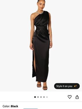 Petal & Pup Nadia 16 NWT One-Shoulder Black Satin Evening Dress